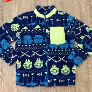 Disney Parks Star Wars Sherpa Fleece Jacket Sz M Stormtrooper Millennium Falcon